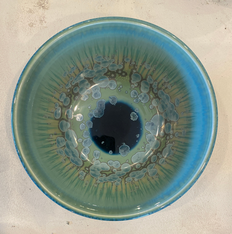 Crystalline Glaze Bowl - large blue/green