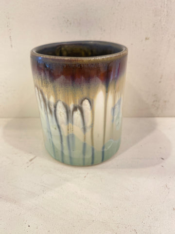 Crystalline Glaze Whiskey Cup - green/brown