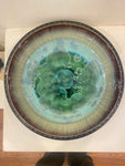 Crystalline Glaze Textured Platter - large, green/brown