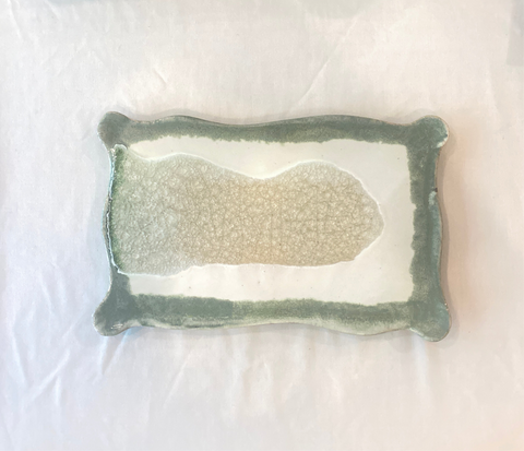 Wavy Rectangle Tray - glass geode center
