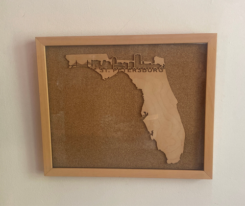 Wooden Florida w St. Pete Skyline & Star on St. Pete