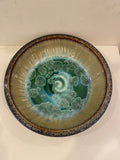 Crystalline Glaze Textured Platter - small, green/brown
