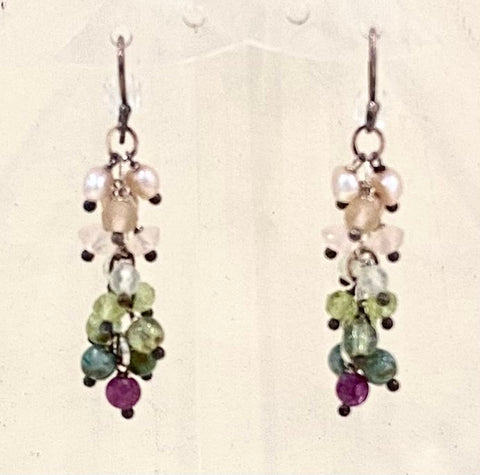 Earrings (ruby/peridot/rose quartz)