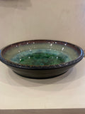 Crystalline Glaze Textured Platter - large, green/brown