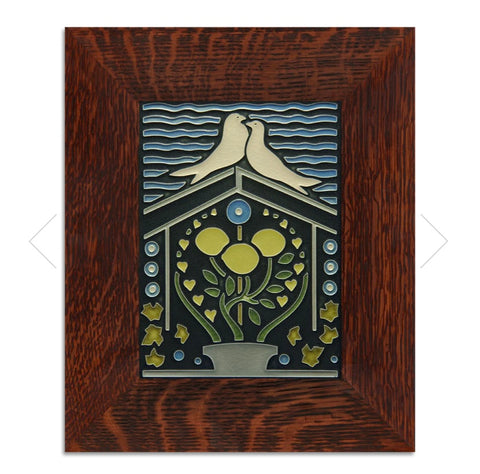 Tile Framed - Lovebirds Lemon Framed