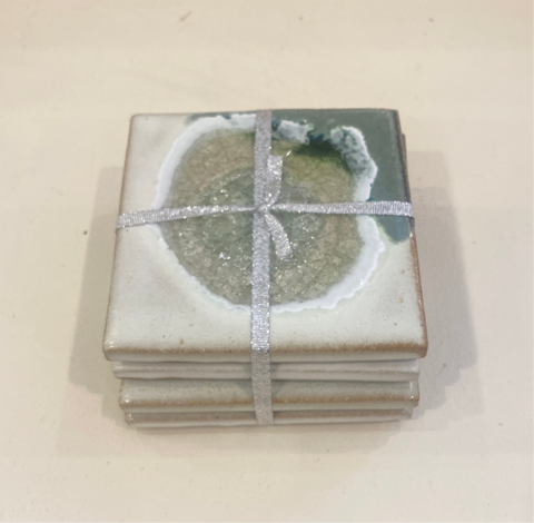Coasters - set of 4, glass geode center
