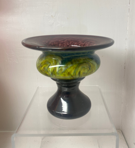 Handblown glass pedestal vase