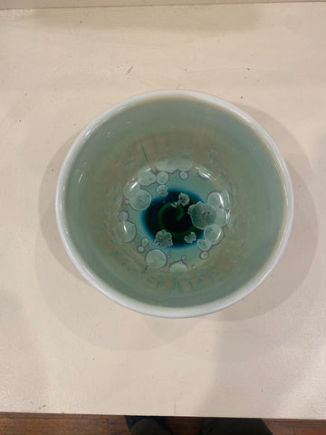 Crystalline Glaze Bowl - small white/green