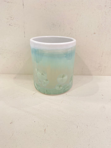 Crystalline Glaze Whiskey Cup - white/green