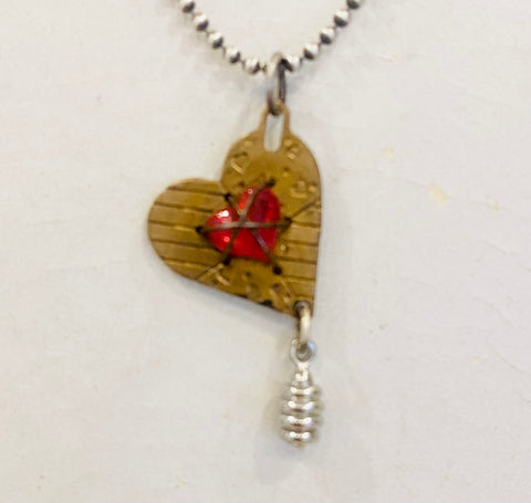 Necklace (brass etched heart)
