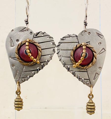 Earrings (metal/acrylic hearts)