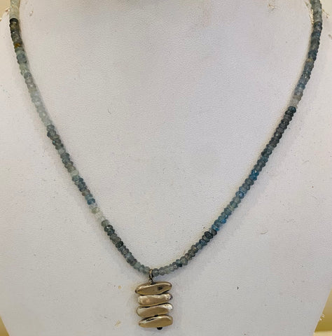 Necklace (sapphire/silver bars)