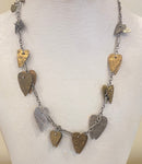 Necklace (multi etched hearts)