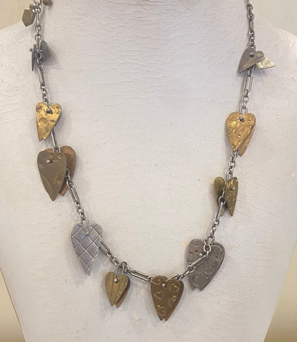 Necklace (multi etched hearts)