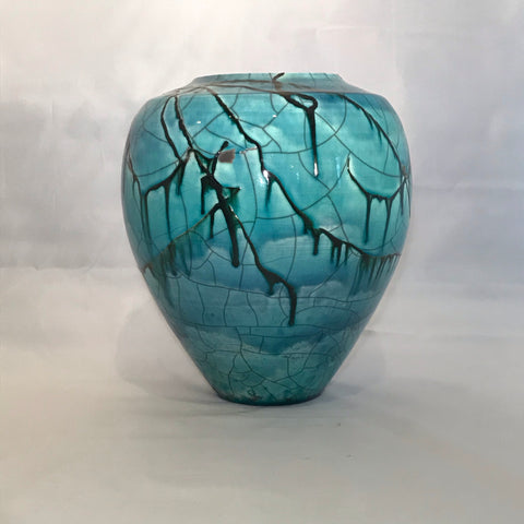 Raku Blue Crackle (Medium Globe)